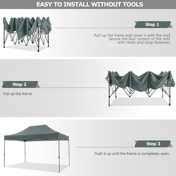 COBIZI 10x15 Pop up Canopy Tent 10x15 Canopy with 4 Sidewalls Waterproof Heavy Duty Commercial Canopy for Parties Outdoor Garden Gazebo Tent, Carry Bag(10x15ft, Gray)