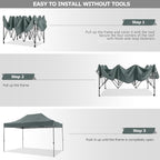 COBIZI 10x15 Pop up Canopy Tent 10x15 Canopy with 4 Sidewalls Waterproof Heavy Duty Commercial Canopy for Parties Outdoor Garden Gazebo Tent, Carry Bag(10x15ft, Gray)