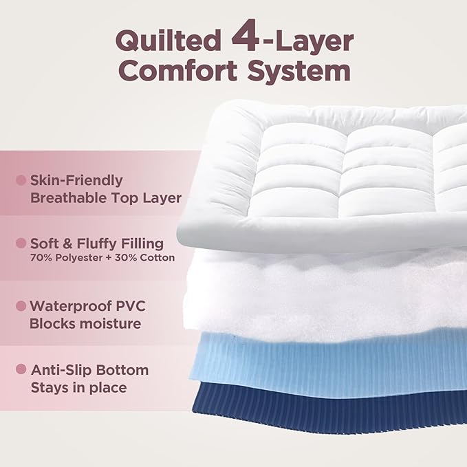 Queen Air Mattress with Built-in Pump & Luxury Quilted Topper (Washable&Detachable), 20" Raised Comfort, 800lb Support, 4.5 Min Fast Inflate, Blow up Mattress for Guest Camping & Home