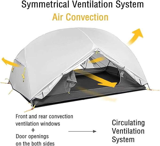 Naturehike Mongar Backpacking Camping Tent 2 Person Lightweight 3 Season Waterproof Hiking Tent Double Crossbars Easy Setup Double Layer for Hunting Outdoor Mountaineering Travel with Footprint