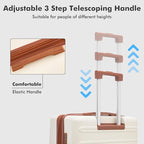 luggage sets 3 Piece with Spinner Wheel,100% PC Material Lightweight Durable,Expandable Carry On Travel Hardside Suitcase sets with TSA Lock for Men and Women (White+brown)
