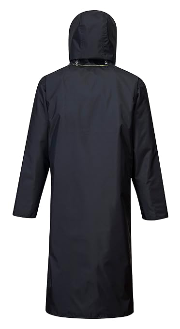 Portwest UH447 Waterproof Reversible Raincoat Hi Vis Reflective Long Safety Rain Jacket Yellow/Black, Small