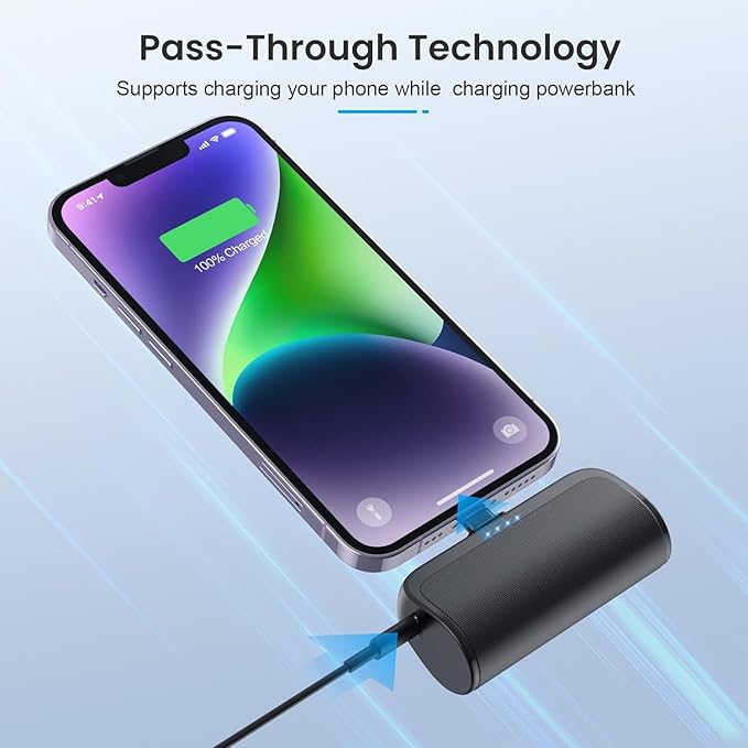 [2 Pack]Mini Portable Charger for iPhone 5200mAh,20W PD Fast Charging Power Bank,Ultra-Compact Battery Pack Travel Portable Charger Compatible with iPhone 14 13 12 11 X 8 7 6 Series (Black+Navy)