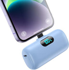 Small Portable Charger for iPhone,Upgraded 5000mAh PD Fast Charging Power Bank,Mini Plug-in Battery Pack Backup Charger Compatible with iPhone 14/14 Pro Max/13/13 Pro/12 Pro/11/XS/XR/X/8/7-Light Blue