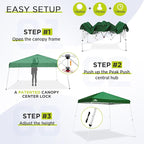 EAGLE PEAK 11x11 Slant Leg Pop-up Canopy Tent Easy One Person Setup Instant Outdoor Beach Canopy Folding Portable Sports Shelter 11' x 11' Base 9' x 9' Top (Green)
