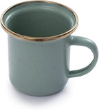 Barebones 5-Ounce Enamel Espresso Cup Set of 2 - Small Coffee Mug and Tea Cup - Stainless Steel Rim Camping Mug for Indoor and Outdoor Use (Mint)