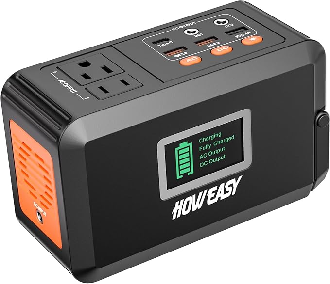 HOWEASY Portable Power Station, 88Wh Solar Generator, Lithium Battery Power with 110V AC 150W Peak Socket/DC/USB/LED Light for Outdoor Camping Trip Hunting Emergency