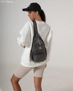 WATERFLY Packable Small Crossbody Sling Backpack Shoulder Chest Bag Daypack for Hiking Traveling Grey