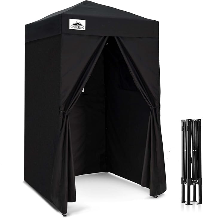 EAGLE PEAK Flex Ultra Compact 4x4 Pop-up Canopy, Sun Shelter, Changing Room, Portable Privacy Canopy Cabana for Pool, Fashion Photoshoots, or Camping, Black