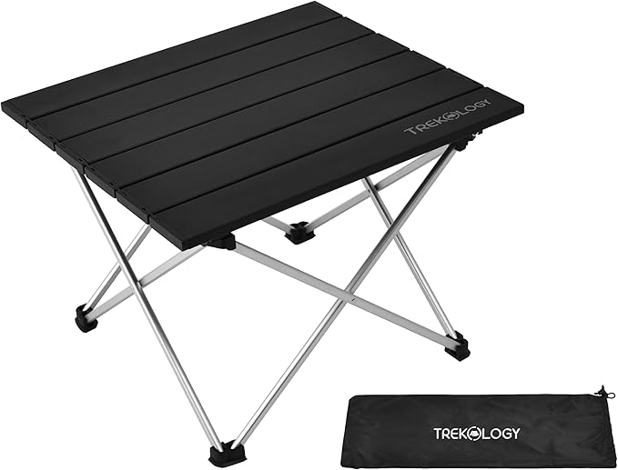 TREKOLOGY Small Camping Table - Beach Table That Fold Up - Lightweight, Foldable, Potable Folding Small Outdoor Table - for Camp, Hiking, Campers & Summer Outing Trip