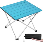 Grope Small Folding Camping Table with Aluminum Table Top, Beach Table for Sand with Carrying Bag,Prefect for Outdoor, Picnic, BBQ, Cooking, Festival (Deep Blue-M)