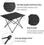 MOON LENCE Folding Outdoor Aluminum Camping Table Portable Ultralight Compact Backpacking Travel Table for Beach, Picnics, Hiking (Black, Large)