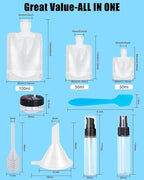 17 Pack Travel Pouches for Toiletries,TSA Approved,Portable Containers,Stand Up Pouch,Refillable Travel Accessories for Shampoo Conditioner Lotion Soap Liquids (A-17pcs)