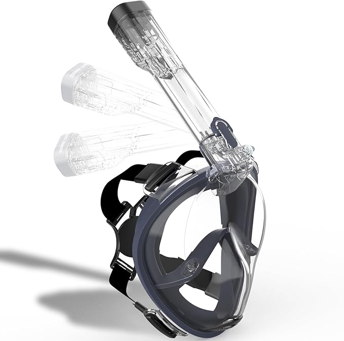 R10 Full Face Snorkel Mask Adults, Snorkeling Mask Gear for Adults&Kids, Fully Enclosed CO2 Transportation Solution, Silicone Bonding Anti-Leak&Anti-Fog, Foldable for Portability