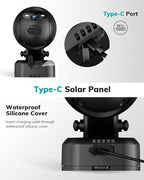 ZUMIMALL 3W Solar Panel for Outdoor Camera Wireless Camera,X2/X1/F5, IP66 Waterproof Solar Panel with 10Ft Type C Charge Cable, Power Supply for Security Camera（Type C Port）