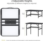 Folding Camping Table, 36" x 24" Portable Table Adjustable Height Max 28 inch Aluminum Folding Table with Storage Net, Lightweight, Portable Handle for Travel, Outdoor, Backyard (Black)