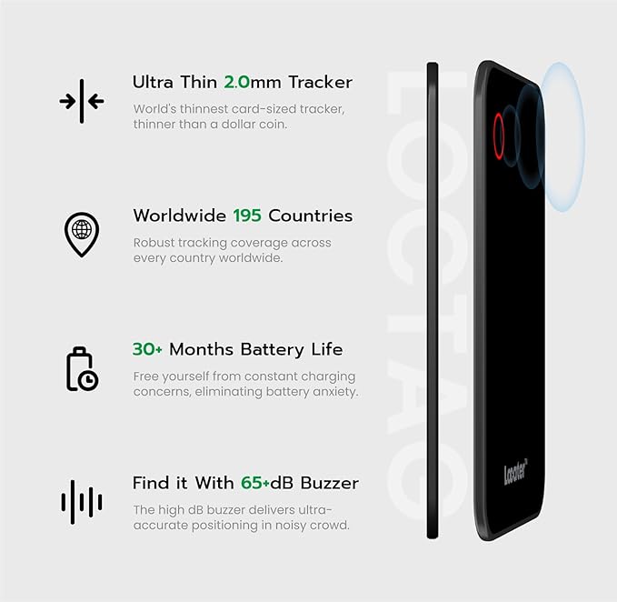 Ultra-Thin Bluetooth Tracker Card 2mm, Wallet Tracker, IP65 Waterproof Smart Tracker Works with Find My App, 24 Months Battery Life, for Luggage Wallets Backpacks,ect (iOS Only)