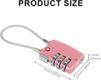 TSA Locks for Luggage TSA Approved Luggage Locks 3 Digit Combination TSA Travel Locks Portable Cable Padlocks Zinc Alloy Body Suitcase Locks for Travel Bag Suitcase Backpack Lockers,Pink