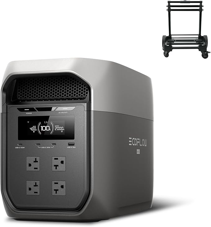 EF ECOFLOW Portable Power Station DELTA 3 Max, 2048Wh LiFePO4 Battery, Solar Generator (Solar Panel Optional), 3400W X-Boost Output, Ultra-Fast 0-80% Charging in 1.13 Hr, Home Backup & RV Camping