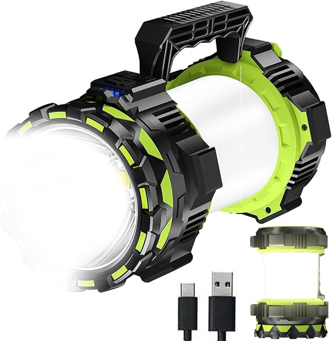 Big LED Searchlights Spotlight Lantern Flashlights, 22000LM 6 Modes Rechargeable Handheld Camping Hunting Lamp Portable Work Lights for Indoor Outdoor Emergency