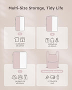 4 Set Compression Packing Cubes for Travel, Bonus Versatile Drawstring Backpack, Lightweight Luggage Organizer Bags, Sturdy Travel Accessories for Suitcase, Pink