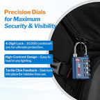 Forge Dual-Opening: Key or Combination Lock, TSA Approved Lock for Luggage, Pelican case, Travel, Gym, School, Luggage Combination Lock, Travel Bag Lock (Blue 4 Pk)
