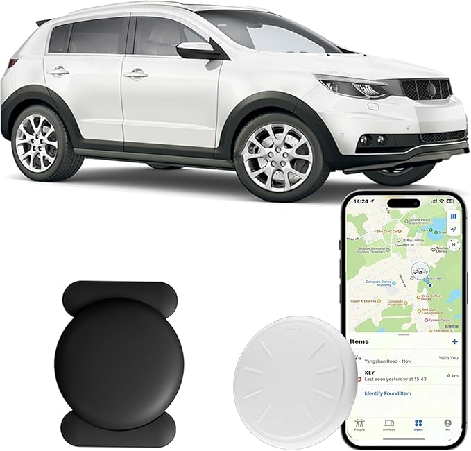 Mini GPS Tracker for Vehicles No Monthly Fee,GPS Car Tracker,Hidden Car Tracker with Magnetic Case,Real Time Car GPS Tracker Work with Apple Find My(iOS Only) (Black,1PCS)