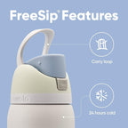 Owala FreeSip Insulated Stainless Steel Water Bottle with Straw for Sports, Travel, and School BPA-Free Sports Water Bottle, 40 oz, Iced Breeze