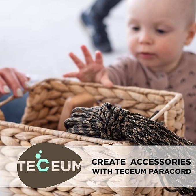 TECEUM 5/32" Paracord Rope 1000 – 1000ft / 200ft / 100ft / 50ft – Tactical Parachute Cord 4mm – 45+ Colors – Nylon String for Survival & Camping Gear – Stripe Cord for Survival – Utility Rope