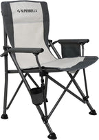 Camping Chair Folding Portable Lawn Chair Comfortable Hard Arm Sturdy for Family Camp, Outdoor, Sports, Beach, Travel, Beige, Supports 300 lbs