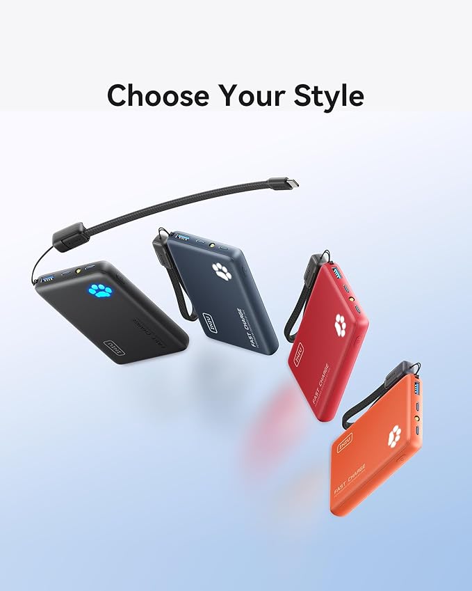 INIU Portable Charger, Ultra Slim 10000mAh 45W PD Power Bank, Fast Charging Mini Battery Pack, Travel Trip Ship Essential Accessories for College Students Travelers Teen Boys Girls, Orange