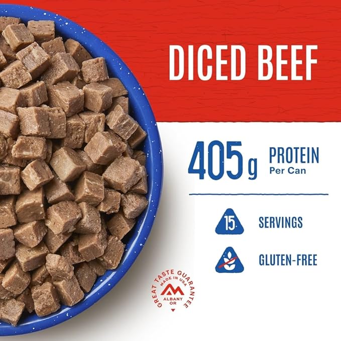 Mountain House Diced Beef | Freeze Dried Survival & Emergency Food | #10 Can | Gluten-Free, 30122