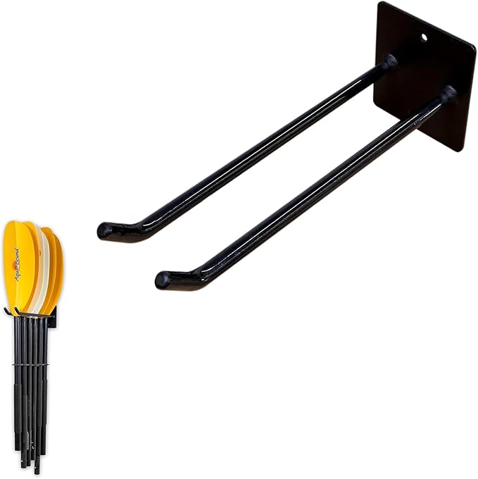 Paddle Storage Wall Rack, Kayak, SUP, Canoe Paddles, Indoor Organizer, Solid Steel Hanging Hooks (Compact)