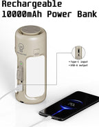 Rechargeable Camping Lantern with Bluetooth Speaker, 10000mAh, Portable LED Flashlight, Folding Lanterns, IP54 Waterproof, 4 Mode Stepless dimming, Power Outage Lantern for Home