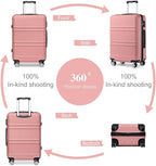 Kono 24 Inch Luggage Suitcase Lightweight with Spinner Wheels TSA Lock Hardside Medium Checked Luggage Durable Rolling Suitcase Nude/Rose Pink
