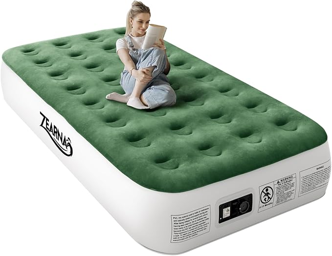 Air Mattress with Built in Pump - Upgraded Twin Blow Up Mattress, 2 Mins Quick Self Inflatable, 13"/550lbs Max, Strong Support, No Lost Air, for Camping,Home,Guests,Portable Travel