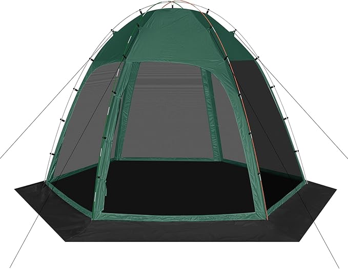 Screen Tent with Removable Floor, Siebwin 10'x10' Six-Sided Gazebos with Mosquito Netting Sunproof Outdoor Canopy Tent for 4-6 People Family Backyard Party Outside Activities, Green