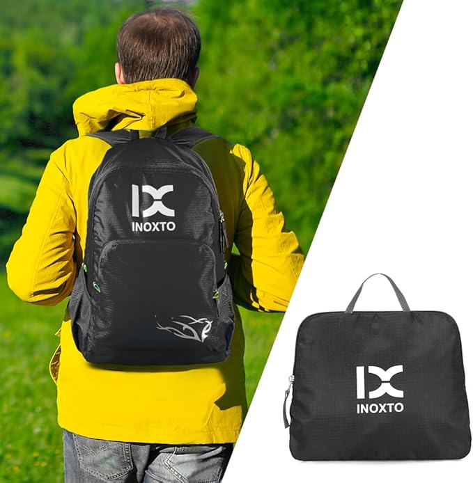 INOXTO 20L Lightweight Hiking Backpack Small Foldable Hiking Daypack for Outdoor Hiking Travel Camping (Black)