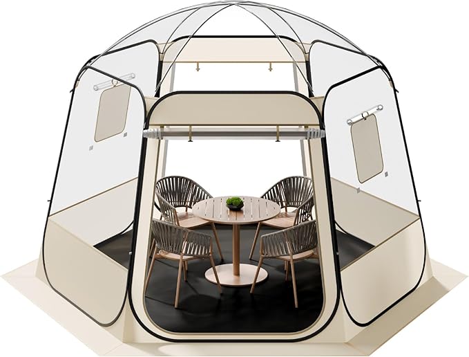 VEVOR Pop up Sports Tent, 8 Sizes Optional Clear Bubble Tent for 1-6 Person, Waterproof Outdoor Pod with Floor Mat & Top Cover, Garden Igloo Dome Tents Camping Shelter for Sports Watching