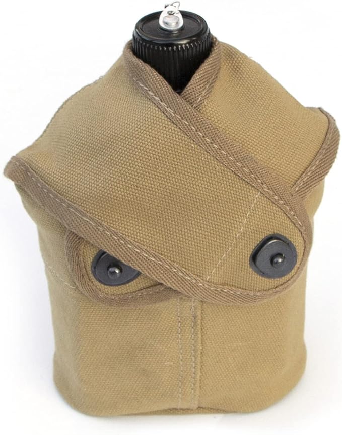 WW2 US Navy Canteen with Cup Cover Khaki 1943 WWII US Marine Corps