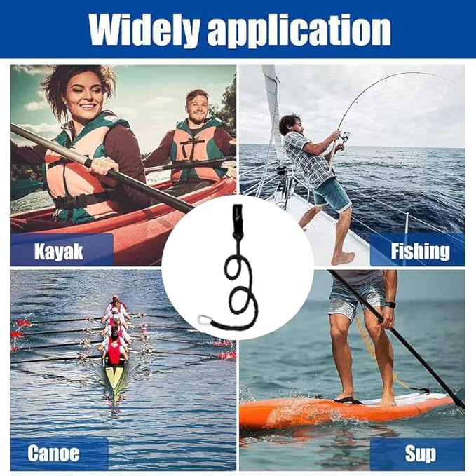 Kayak Paddle Leash Kayak Rod Leash Kayak Paddle Lanyard Stretchable Coiled Lanyard Leash Kayak Fishing Accessories for Kayak and Paddles
