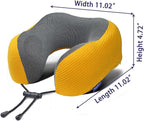 napfun Neck Pillow for Traveling, Upgraded Travel Neck Pillow for Airplane 100% Pure Memory Foam Travel Pillow for Flight Headrest Sleep, Portable Plane Accessories, Yellow, Medium (120-200LB)