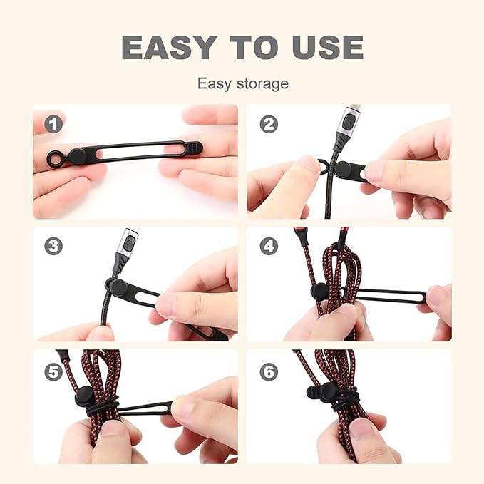 Data Cable Organizer, 2026 Upgrade Silicone Headphone Organizer, Silicone Cable Ties Reusable Cable Management Organizer Multipurpose Elastic Cord Organizer for Bundling and Fastening Cable (20Pcs)