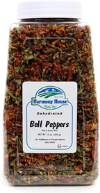 Harmony House Dried Mixed Bell Peppers, Diced – Dehydrated Vegetables for Cooking, Camping, Emergency Supply and More