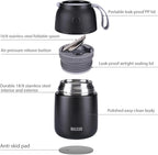 Insulated Thermo Food Jar for Hot & Cold Food for Kids Adult, 17&24 oz Soup Thermal Hot Food Containers for Lunch, Triple Layer Insulation Stainless Steel Food Jar with Spoon (2 Pack Black)