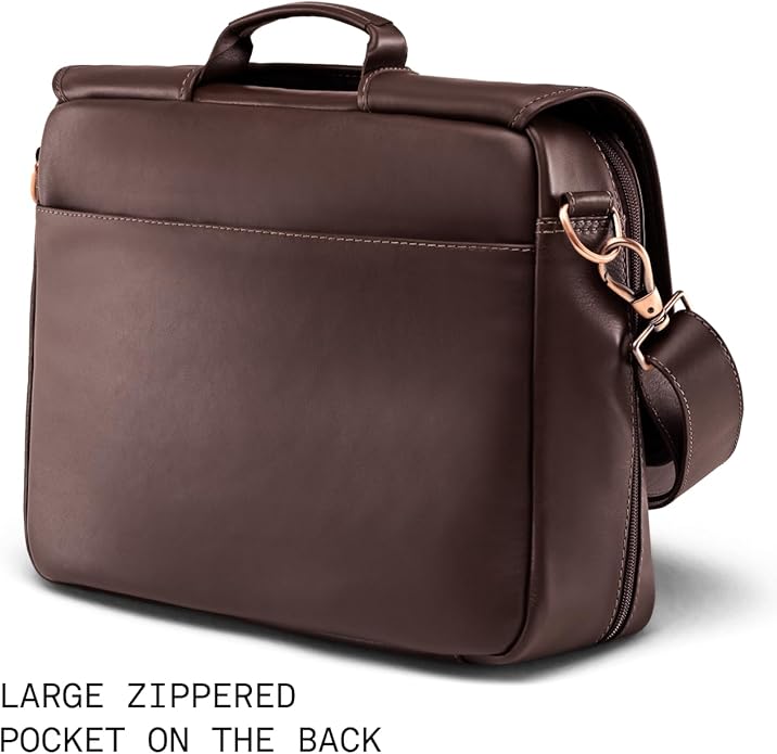 Nordweg Workday Briefcase NW053B – Full-Grain Leather Laptop Bag 15.6" – Office Shoulder Messenger for Work, Study, Travel