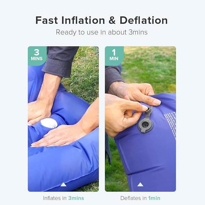 Sleeping Pad for Camping, Extra Thickness 5.5 Inch Ultralight Inflatable Sleeping Mat with Pillow Built-in Foot Pump, Compact Waterproof Camping air Mattress for Backpacking Hiking Traveling (Single)