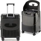 Apelila Hardside 22'' Luggage with Seat for Kids & Adults, 360° Lockable Spinner Wheels Travel Suitcase with TSA Approved Lock and Seat Belts(Black, 22-Inch)