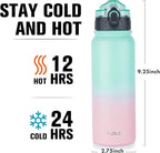 Insulated Water Bottle 20oz for Adults Kids Stainless Steel Water Bottles with Straw/Chug/Carabiner 3 Lids Fruit Strainer Double Wall Vacuum Wide Mouth BPA Free Sweat/Leak-Proof for School Travel