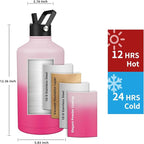 Insulated Water Bottle 128oz,Triple Wall Vacuum Stainless Steel(Dishwasher Safe),Leak Proof & Non-BPA,Flask Jug with Paracord Handle & Straw Spout Lids Sports Sakura